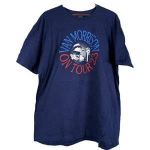 Van Morrison On Tour 23 Navy Blue Graphic T-Shirt Mens XXL Concert Merch 2023